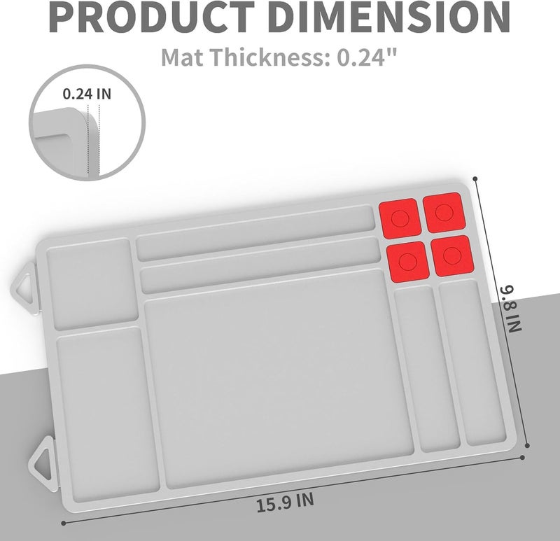 Magsaddle Pistol Gun Cleaning Mat, Thick Gun Cleaning Pad with Magnetic Organizer Parts Tray, Anti-Slip Rubberized Pistol Handgun Revolver Gun Mat, Protective Workbench Mat for Glock Cleaning - Image 5